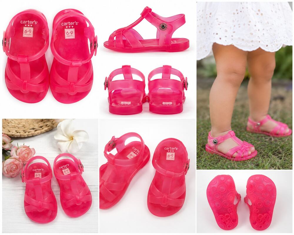 Carter's Girls Pink Jelly Sandals – Size 6–9 Months